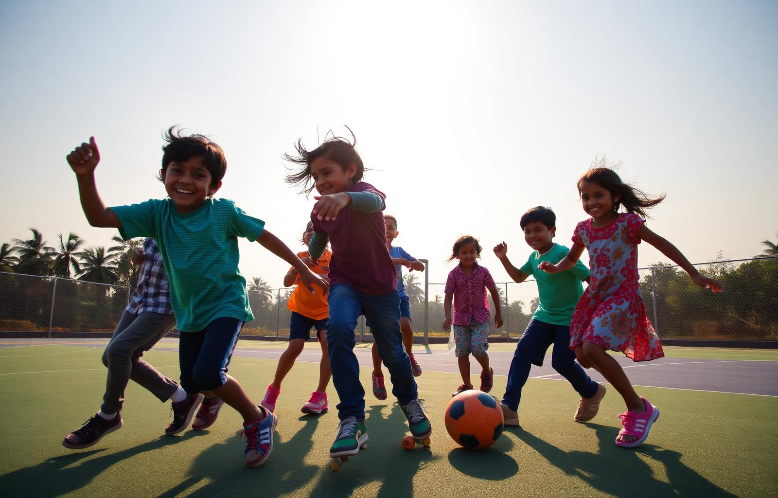 Children of all abilities playing sports together